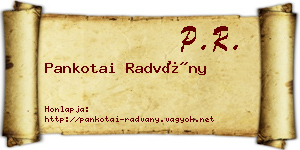 Pankotai Radvány névjegykártya